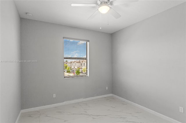 221 SW 159th Way, Pembroke Pines, FL 33027 - empty room with marble finish floors, baseboards, ceiling fan, and a smoke detector