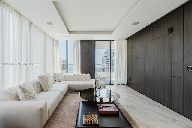 1010 Brickell Ave Unit 1501, Miami, FL 33131 - living room with marble tiled floors and a tray ceiling