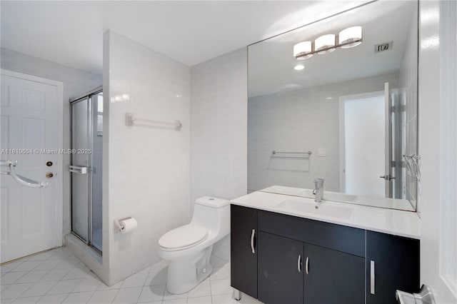 7201 SW 84th Pl, Miami, FL 33143 - bathroom featuring vanity, tile patterned floors, toilet, and a shower stall