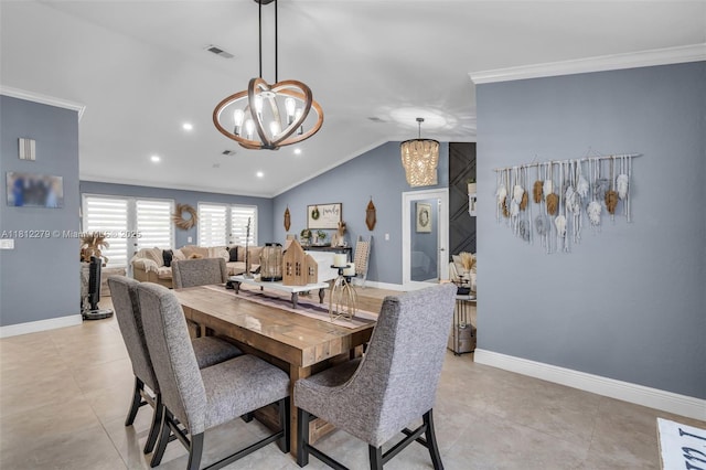 15760 SW 45th St, Miami, FL 33185 - dining space featuring a chandelier, crown molding, baseboards, french doors, and recessed lighting