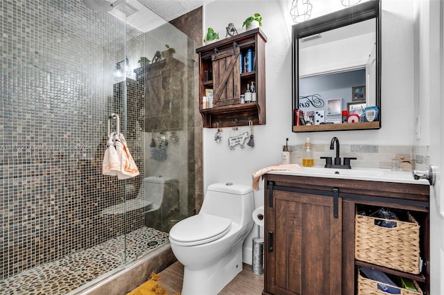 15760 SW 45th St, Miami, FL 33185 - full bath featuring a shower stall, vanity, toilet, and wood finished floors
