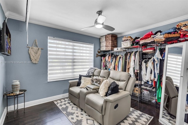 15760 SW 45th St, Miami, FL 33185 - walk in closet featuring a ceiling fan and wood finished floors