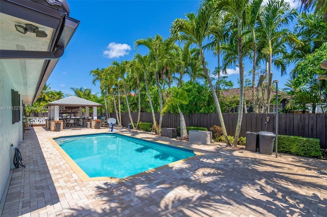 15760 SW 45th St, Miami, FL 33185 - view of pool with a gazebo, a patio, and a fenced backyard