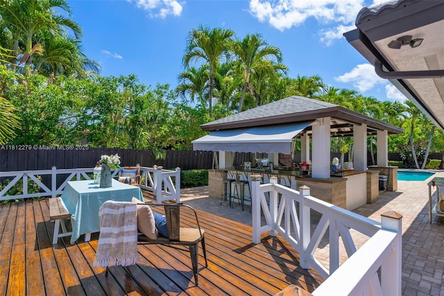 15760 SW 45th St, Miami, FL 33185 - deck with a fenced backyard and outdoor dining area