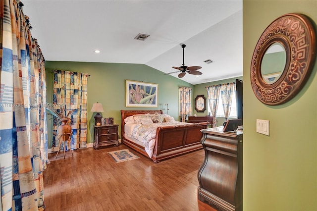 14520 SW 37th St, Miramar, FL 33027 - bedroom featuring vaulted ceiling, wood finished floors, baseboards, ceiling fan, and recessed lighting