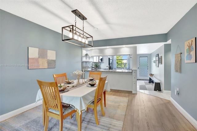 1709 Whitehall Dr Unit 401, Davie, FL 33324 - dining space featuring a textured ceiling, light wood-style flooring, and baseboards