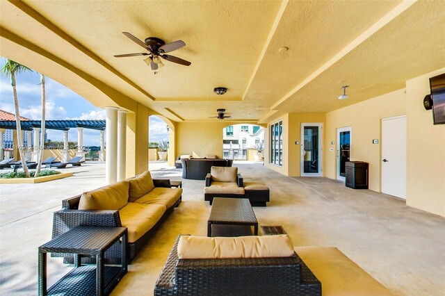 1607 Ponce De Leon Blvd Unit 12E, Coral Gables, FL 33134 - view of patio / terrace featuring outdoor lounge area and a ceiling fan