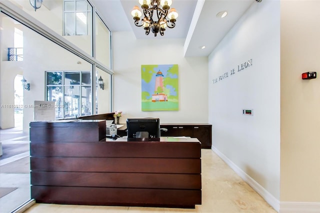1607 Ponce De Leon Blvd Unit 12E, Coral Gables, FL 33134 - welcome area featuring a chandelier and recessed lighting