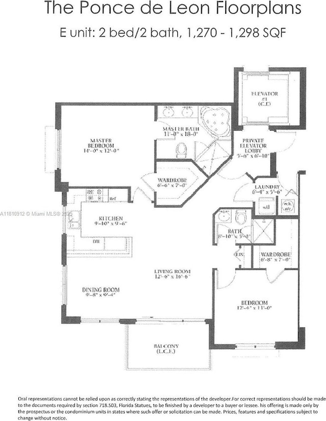 1607 Ponce De Leon Blvd Unit 12E, Coral Gables, FL 33134 - home floor plan