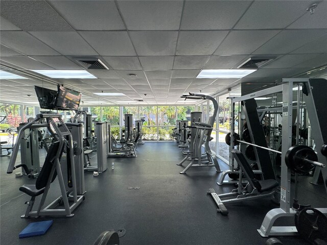 850 N Miami Ave Unit W-1903, Miami, FL 33136 - exercise room featuring a drop ceiling