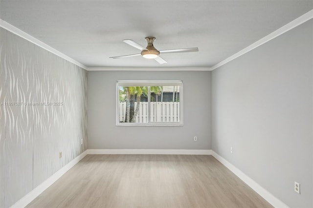 731 Briarwood Ter, Davie, FL 33325 - empty room with crown molding, light wood-type flooring, ceiling fan, and baseboards