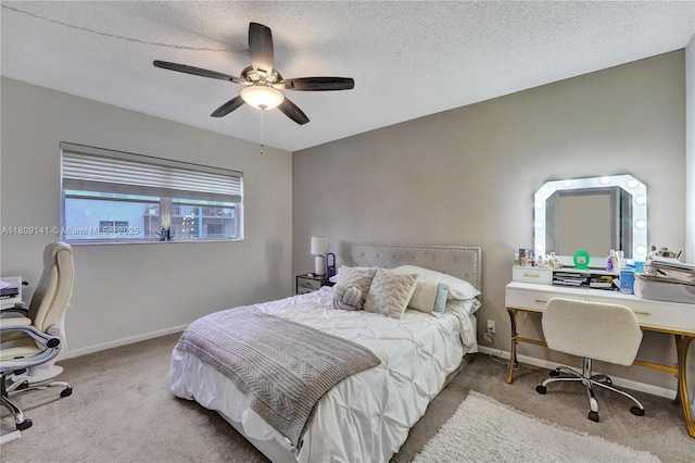 1775 N Andrews Sq Unit 104W, Fort Lauderdale, FL 33311 - bedroom featuring carpet, an office area, ceiling fan, and a textured ceiling