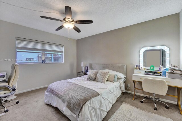 1775 N Andrews Sq Unit 104W, Fort Lauderdale, FL 33311 - bedroom featuring carpet, an office area, ceiling fan, and a textured ceiling