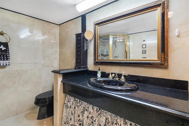 1865 S Ocean Dr Unit 18G, Hallandale Beach, FL 33009 - bathroom featuring toilet, vanity, and a shower