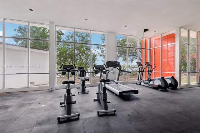 1351 NE Miami Gardens Dr Unit 1111E, Miami, FL 33179 - exercise room with expansive windows and healthy amount of natural light