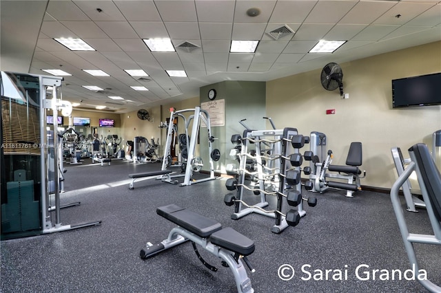 7855 SW 195th Ter, Cutler Bay, FL 33157 - exercise room featuring a drop ceiling