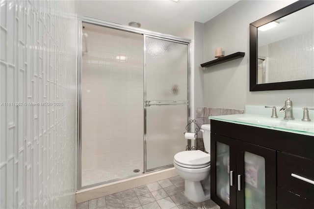 3003 30th Ln, Green Acres, FL 33463 - full bathroom featuring vanity, a stall shower, and tile walls