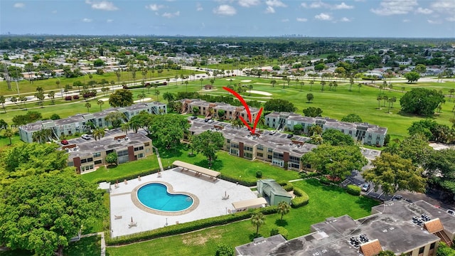 7355 NW 18th St Unit 106, Margate, FL 33063 - aerial view of property and surrounding area with a pool and a golf club