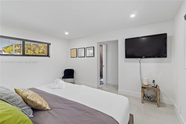5131 Monroe St, Hollywood, FL 33021 - bedroom featuring light tile patterned flooring, recessed lighting, and baseboards