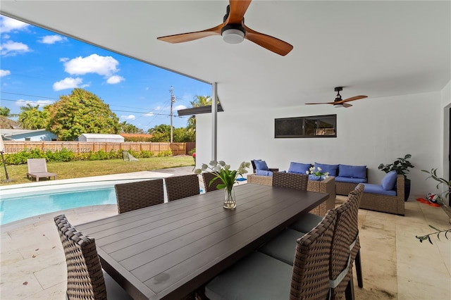 5131 Monroe St, Hollywood, FL 33021 - view of patio / terrace featuring ceiling fan, outdoor dining space, and an outdoor hangout area