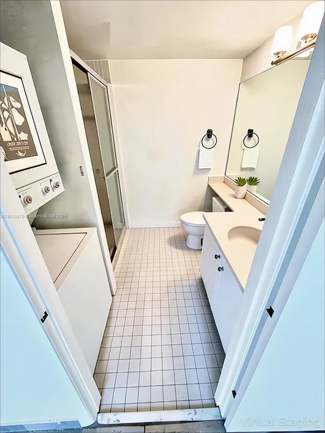1000 Quayside Te Unit 509, Miami, FL 33138 - full bathroom with vanity, tile patterned flooring, and a stall shower