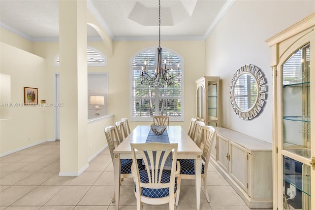 1220 Iris Ct, Weston, FL 33326 - dining area featuring a chandelier, crown molding, and light tile patterned floors
