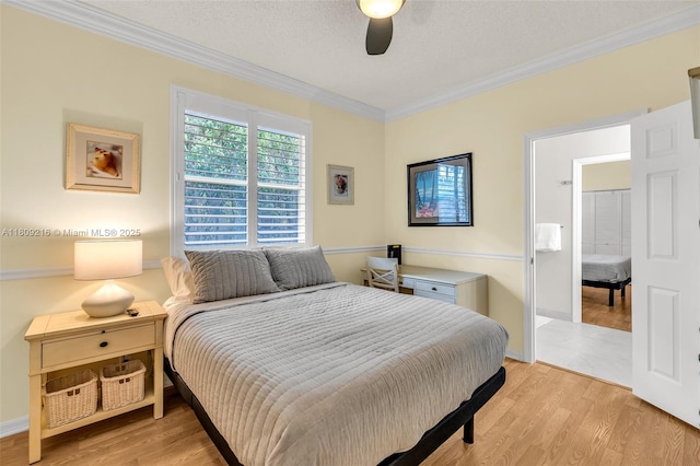 1220 Iris Ct, Weston, FL 33326 - bedroom with ornamental molding, light wood-style floors, and ceiling fan