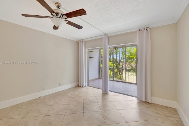 1055 Country Club Dr Unit 406, Margate, FL 33063 - unfurnished room featuring a ceiling fan, light tile patterned floors, baseboards, and a textured ceiling