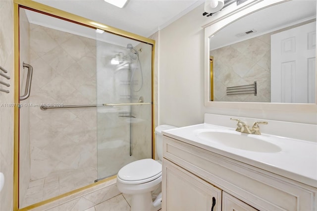 1055 Country Club Dr Unit 406, Margate, FL 33063 - full bath featuring toilet, vanity, a shower stall, and a towel warming rack