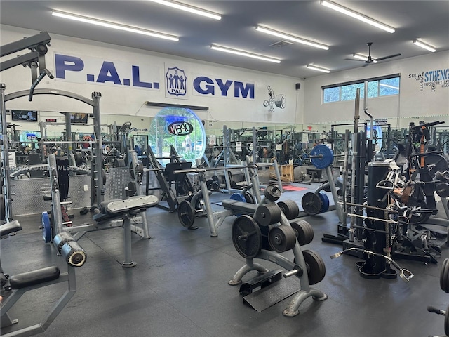 1130 11th St Unit 4J, Miami Beach, FL 33139 - workout area featuring a ceiling fan