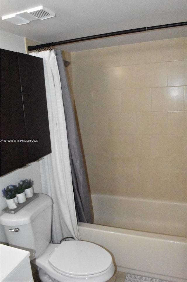 3586 N University Dr Unit U-6, Coral Springs, FL 33065 - full bath with toilet, shower / tub combo with curtain, tile patterned flooring, and vanity
