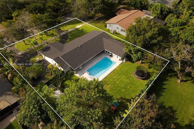 17243 SW 87th Ave, Palmetto Bay, FL 33157 - view from above of property with property parcel outlined and a pool area