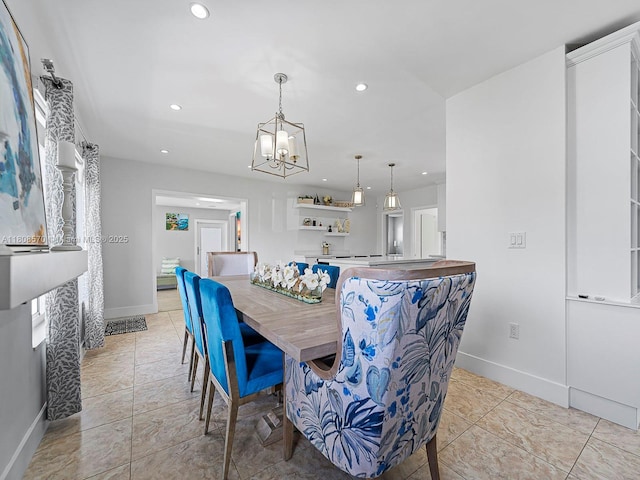 11755 SW 187th St, Miami, FL 33177 - dining area with baseboards, a chandelier, and recessed lighting