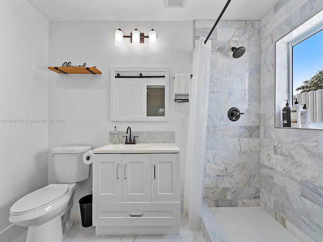 11755 SW 187th St, Miami, FL 33177 - full bathroom featuring toilet, vanity, tiled shower, and baseboards