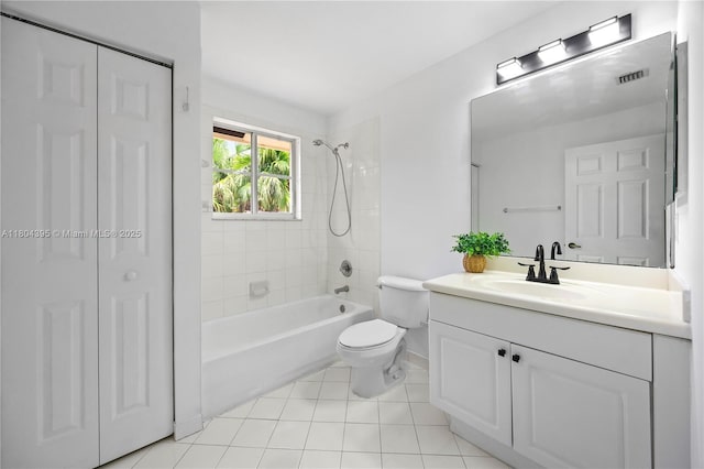 1906 Timberline Rd, Weston, FL 33327 - full bathroom featuring a closet, shower / bath combination, vanity, and tile patterned flooring