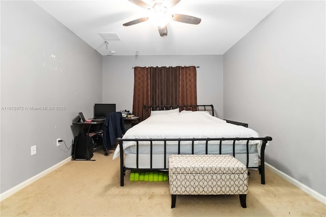 1070 Swiss Pointe Ln, Rockledge, FL 32955 - bedroom featuring light carpet, baseboards, an office area, and a ceiling fan
