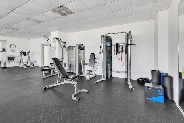 5701 Collins Ave Unit 712, Miami Beach, FL 33140 - workout area featuring a paneled ceiling