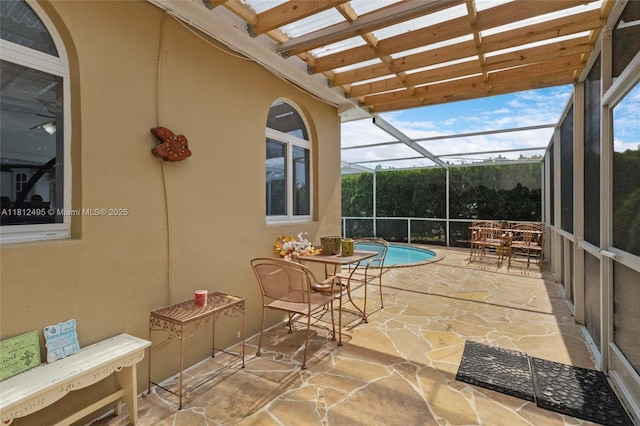 10421 NW 21st St, Pembroke Pines, FL 33026 - view of patio / terrace featuring an outdoor pool, a lanai, and outdoor dining area