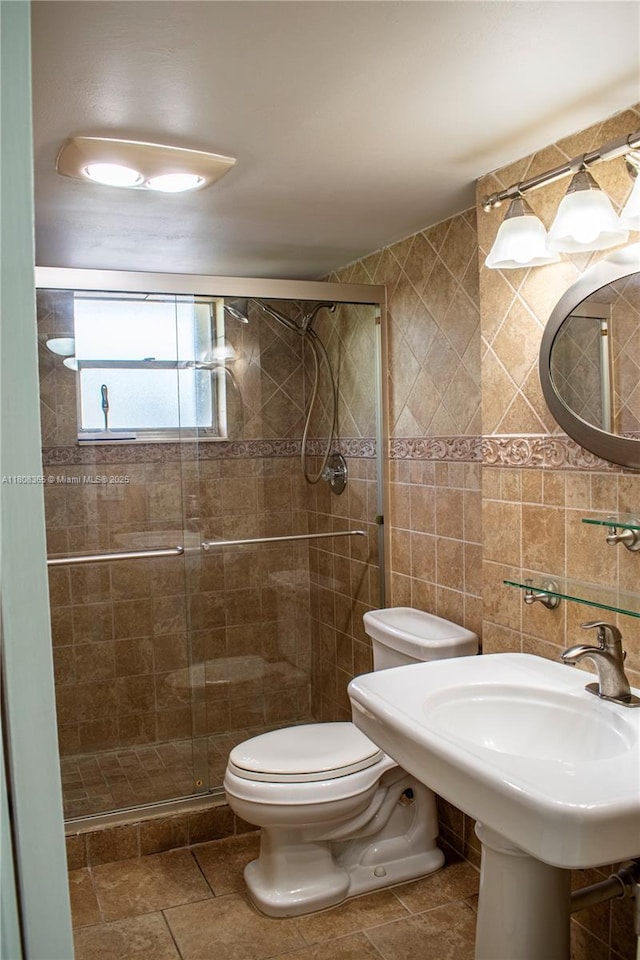 3090 Holiday Springs Blvd Unit 305, Margate, FL 33063 - full bathroom featuring toilet, a stall shower, and tile walls