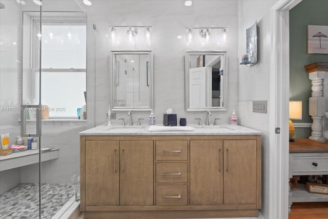 18342 NW 11th St, Pembroke Pines, FL 33029 - bathroom featuring double vanity and a stall shower