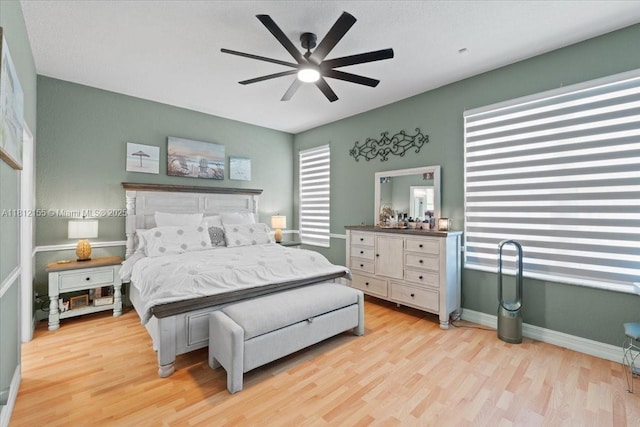 18342 NW 11th St, Pembroke Pines, FL 33029 - bedroom featuring light wood-style floors, baseboards, and ceiling fan