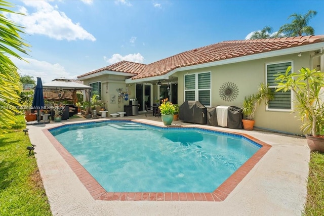 18342 NW 11th St, Pembroke Pines, FL 33029 - outdoor pool featuring a gazebo and a patio area