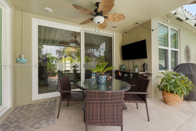 18342 NW 11th St, Pembroke Pines, FL 33029 - view of patio / terrace with a ceiling fan and outdoor dining space
