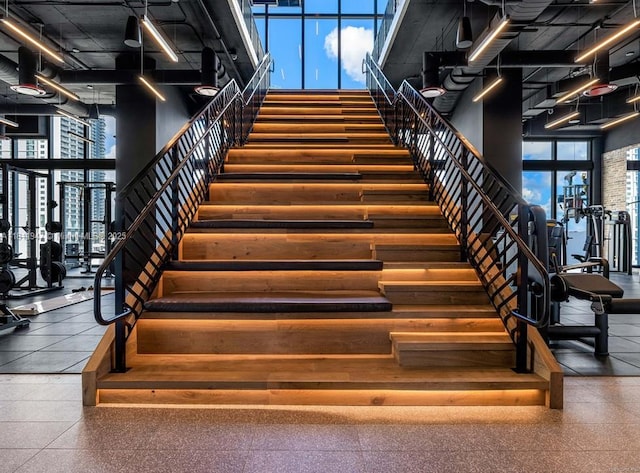 398 NE 5th St Unit 2704, Miami, FL 33132 - stairs featuring a towering ceiling