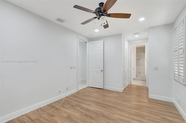 8244 Lakeview Dr, West Palm Beach, FL 33412 - unfurnished bedroom featuring light wood-type flooring, recessed lighting, baseboards, and ceiling fan
