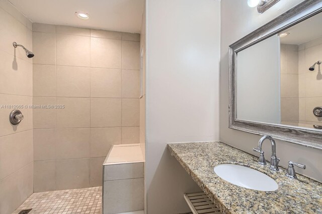 9353 SW 1st Pl, Boca Raton, FL 33428 - full bathroom featuring tiled shower, recessed lighting, and vanity
