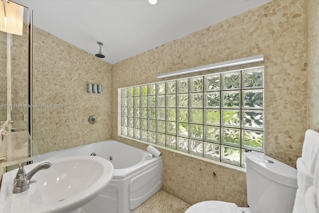 8538 NE 4th Ave, El Portal, FL 33138 - full bathroom featuring healthy amount of natural light, a sink, a jetted tub, and toilet