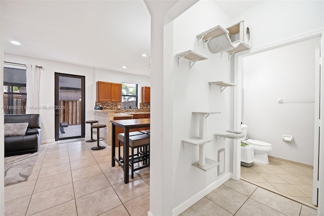23900 SW 118th Ave, Homestead, FL 33032 - bathroom with toilet, tile patterned floors, tasteful backsplash, recessed lighting, and baseboards