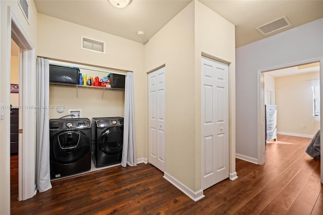 23900 SW 118th Ave, Homestead, FL 33032 - laundry area featuring separate washer and dryer, dark wood-style flooring, and baseboards