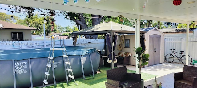4223 NW 32nd Ave, Miami, FL 33142 - fenced backyard featuring an outdoor hangout area, a patio area, and a gazebo